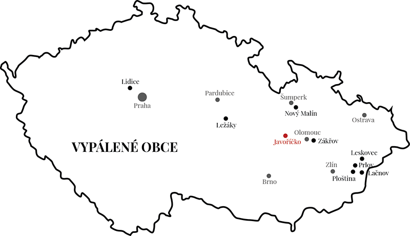 Mapa vypálených obcí